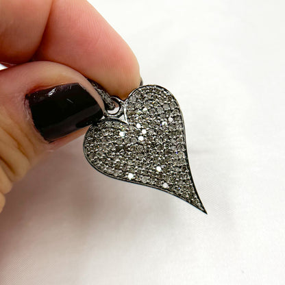 Diamond Sterling Silver Heart Pendant