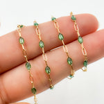 Load image into Gallery viewer, 14k Gold Filled Olive Green Color Enamel Satellite Cable Chain
