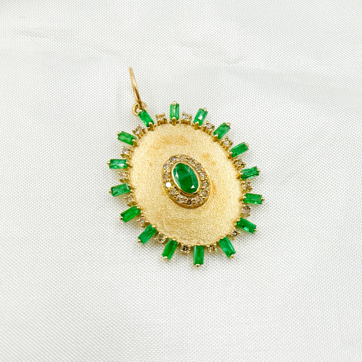 GDP565. 14K Solid Gold Diamond and Gemstone Oval Charm