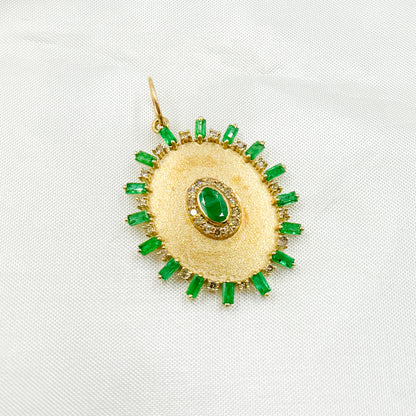 GDP565. 14K Solid Gold Diamond and Gemstone Oval Charm