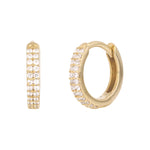 Load image into Gallery viewer, EHC57402. 14K Solid Yellow Gold Diamond Hoop Earrings