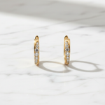 Load image into Gallery viewer, EHD57618. 14k Solid Yellow Gold Diamond Huggie Hoop Earrings