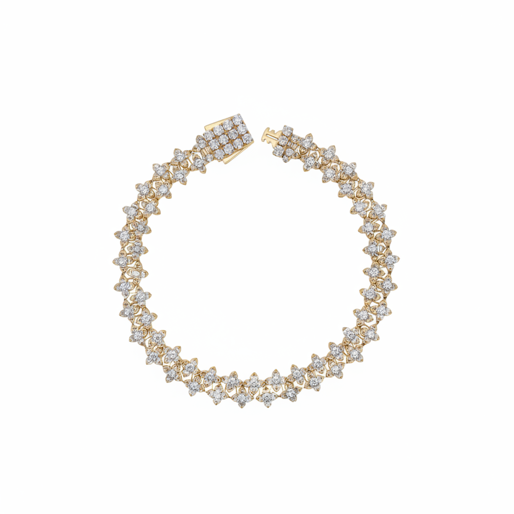 BFS61286. 14K Solid Yellow Gold Diamond Fancy Bracelet