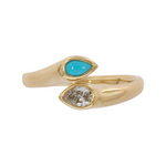 Load image into Gallery viewer, RFE18105TQ. 14k Solid Gold Turquoise and Diamond Drops Ring
