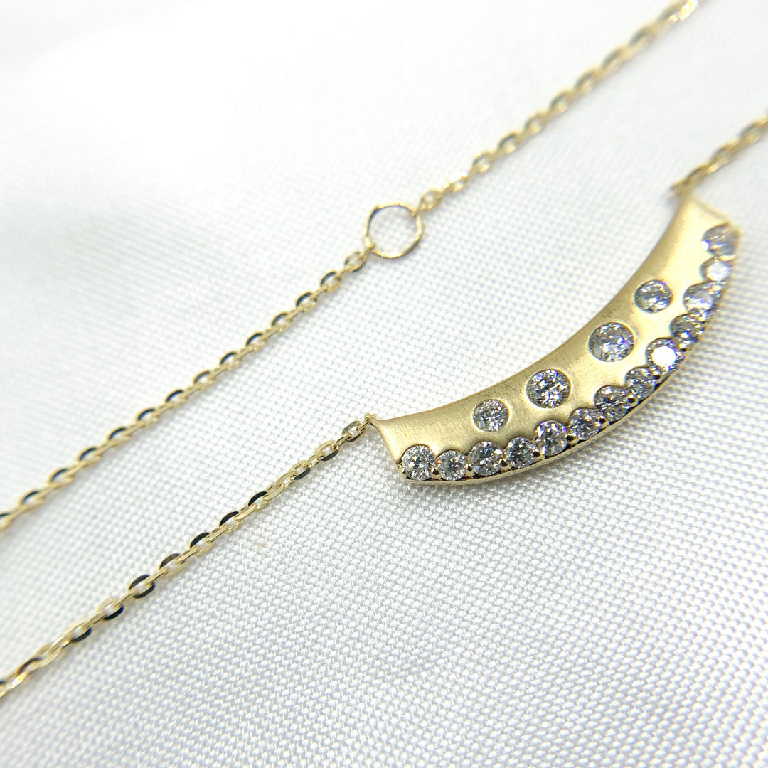 14K Solid Gold Diamond Bar Necklace. NT403266