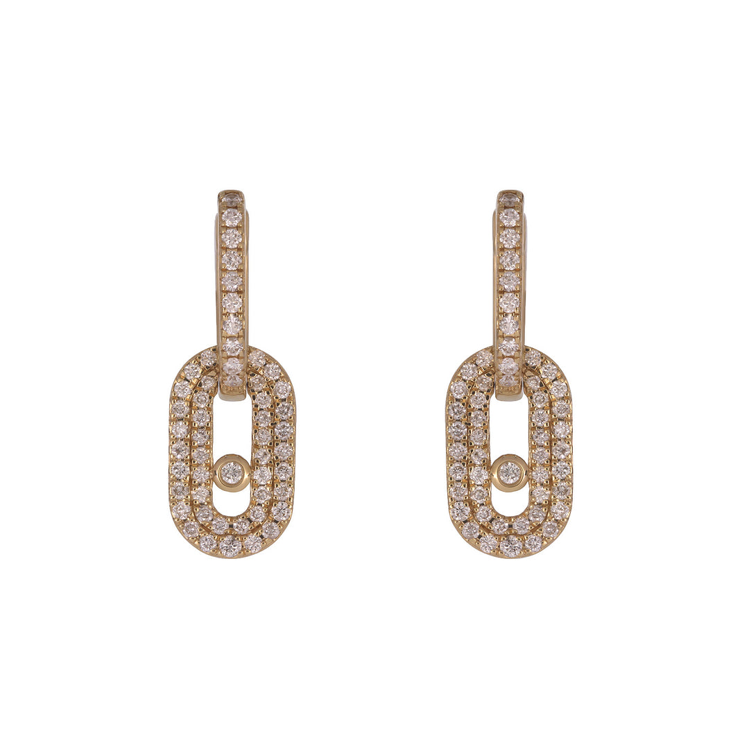 EFK54358. 14K Solid Gold Diamond Dangle Earrings