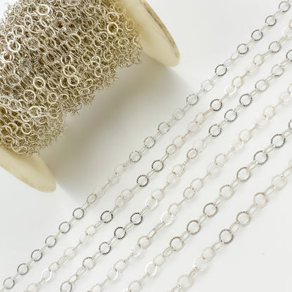 Sterling Hammered Round Link Chain