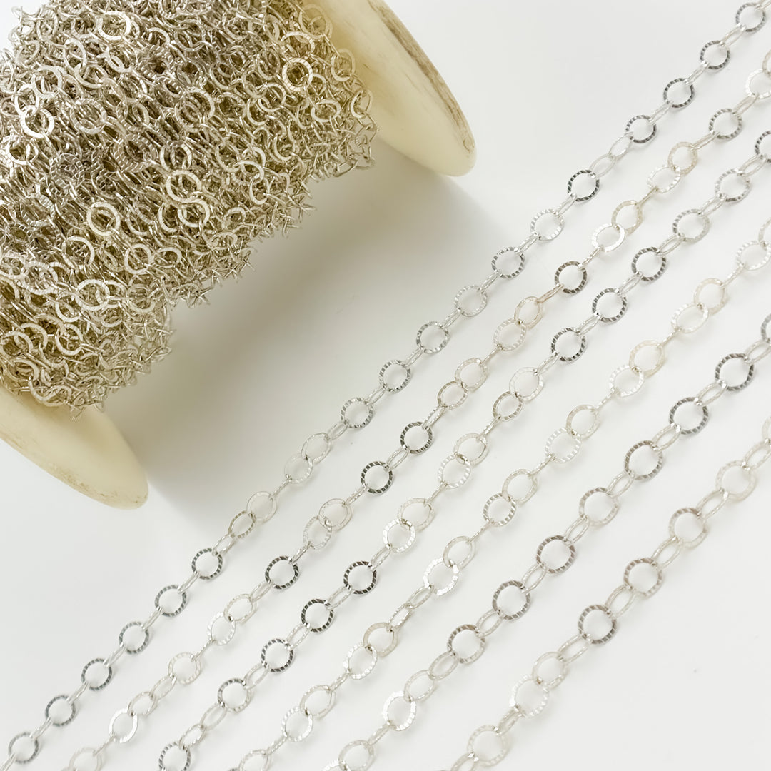 679FLSS. Sterling Silver Hammered Round Link Chain