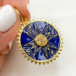 Load image into Gallery viewer, DP600A. Diamond Sterling Silver Round Compass Enamel Pendant
