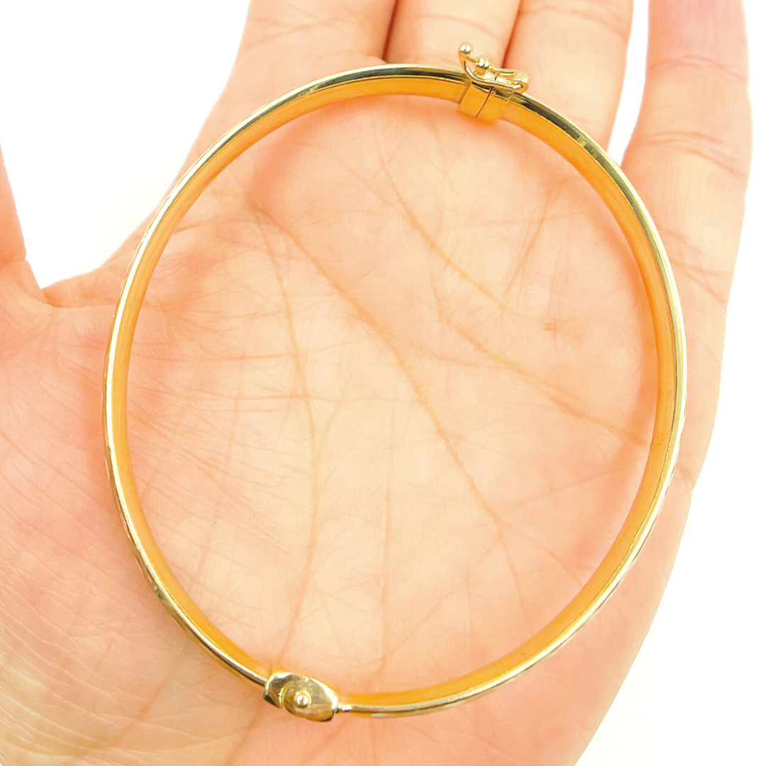 14K Solid Gold Matte Textured Bangle. Bangle14