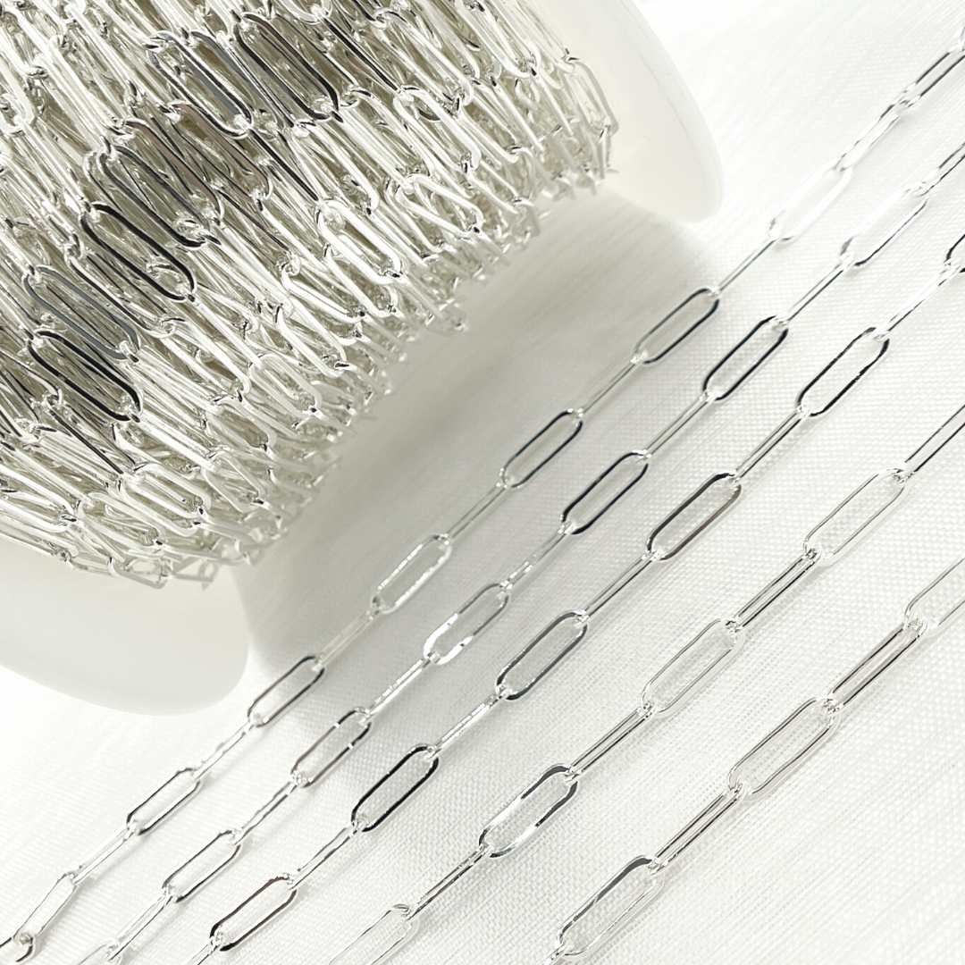 4002FSS. Sterling Silver Paperclip Flat Link Chain