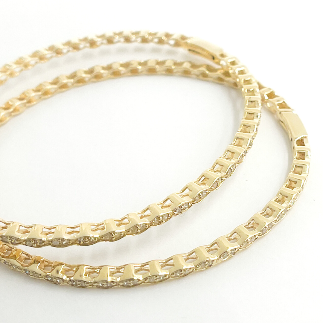 KG102. 14K Solid Gold Diamonds Bangle