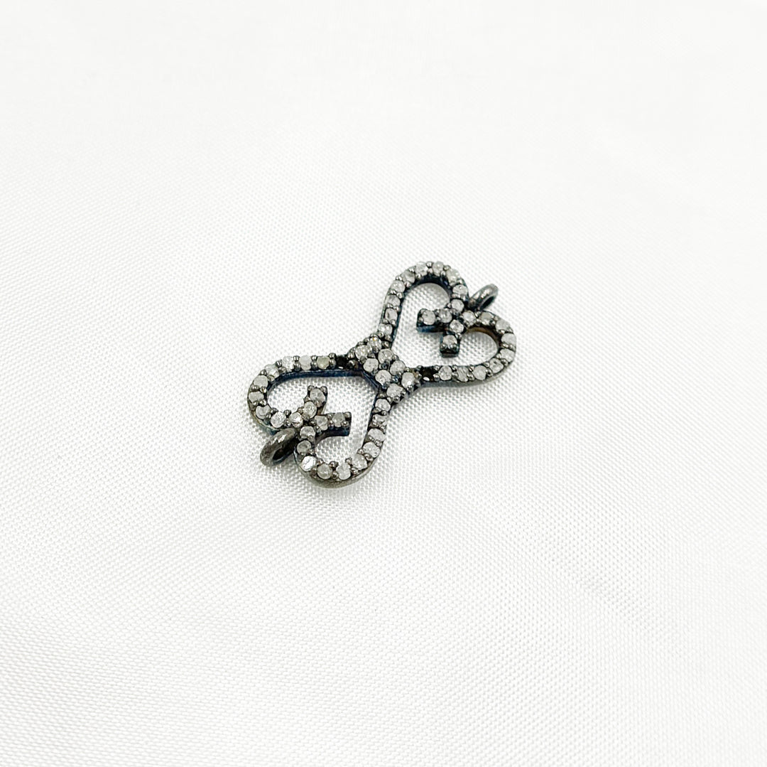 Pave Diamond & 925 Sterling Silver Black Rhodium Bow Connector. DC187