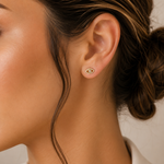 Load image into Gallery viewer, EFC52002WS. 14k Solid Yellow Gold Diamond Eye earrings