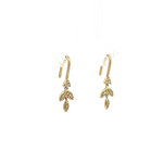 Load image into Gallery viewer, 14k Solid Yellow Gold Diamond Dangle Leaves Earrings. EFB51706
