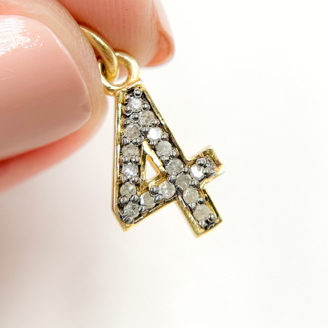 DC189. Diamond Sterling Silver Number "4" Charm