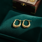 Load image into Gallery viewer, GER180. 14K Solid Gold Croissant Hollow Hoops