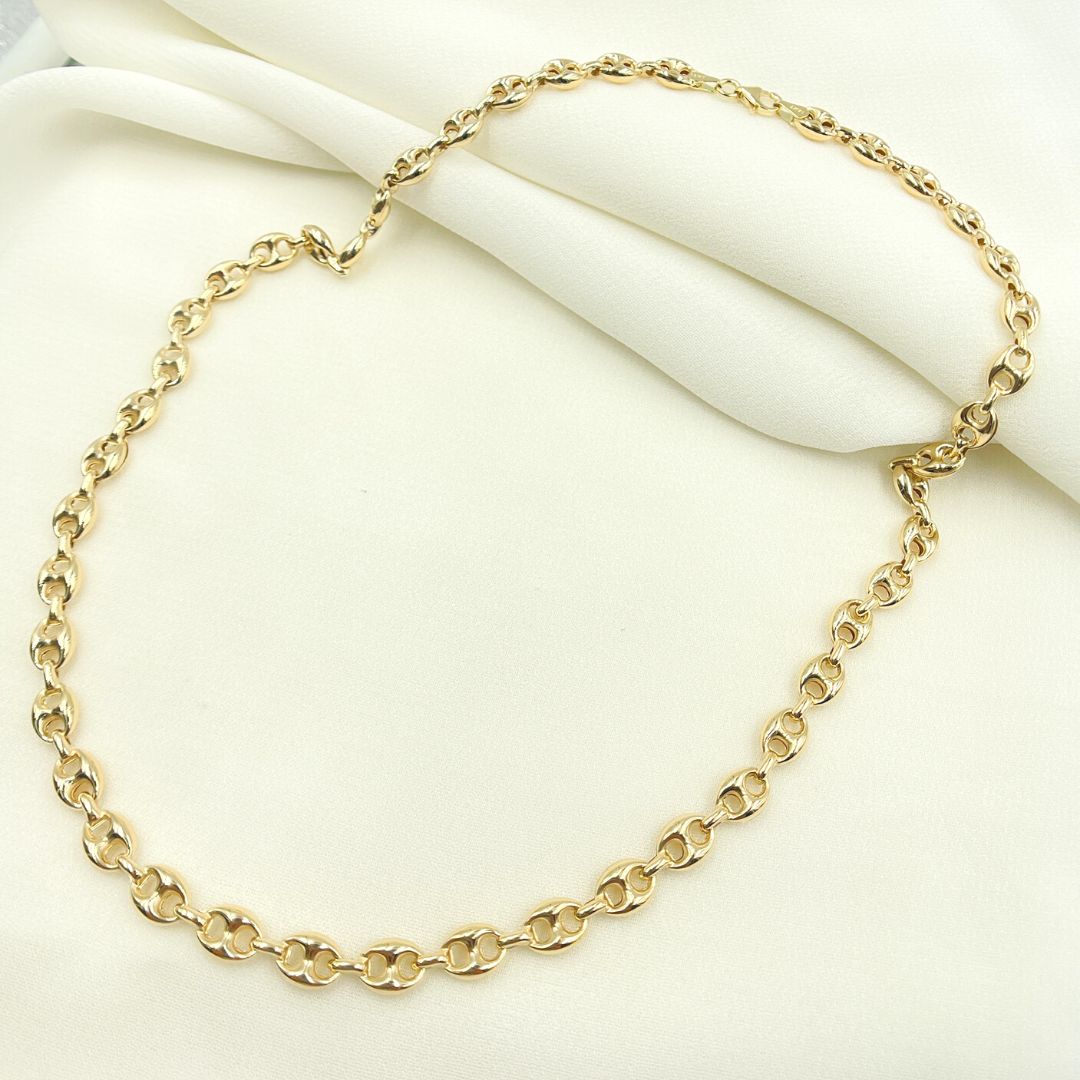14K Solid Yellow Gold Marina Style Link Chain