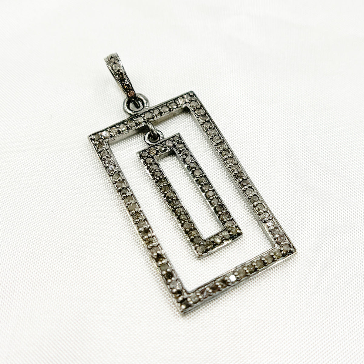 DP358. Diamond Sterling Silver Rectangle Pendant