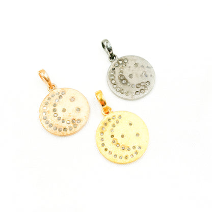 DP219. Diamond Sterling Silver Round Moon Pendant