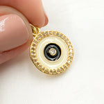 Load image into Gallery viewer, DC233A. Diamond Sterling Silver Round Enamel Charm with Gemstone
