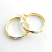 GER50. 14K Tri-Tone Gold Earrings Circle Shape Hoop