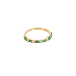 Load image into Gallery viewer, 14k Solid Gold Diamond and Emerald Half Eternity Ring. RAB01632EM
