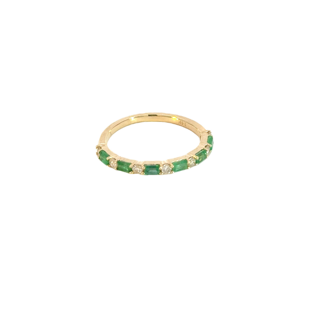 14k Solid Gold Diamond and Emerald Half Eternity Ring. RAB01632EM