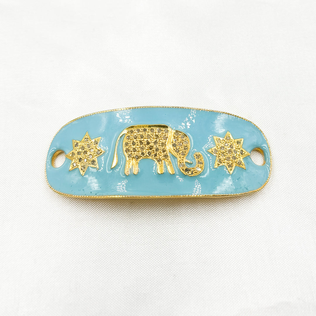 DC240A. Diamond Sterling Silver Oval Enamel Connector