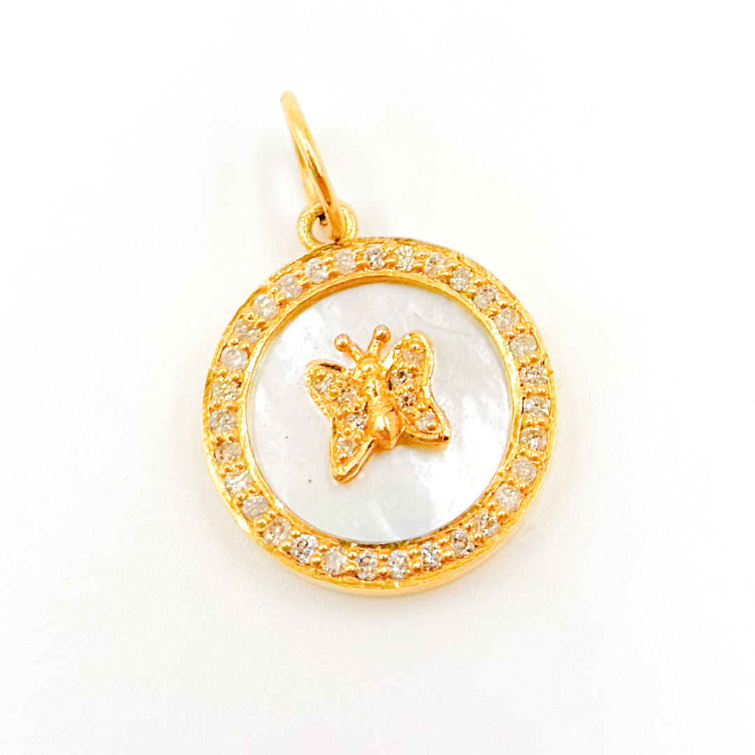 Shop Now 14K Gold Round Butterfly Pendants