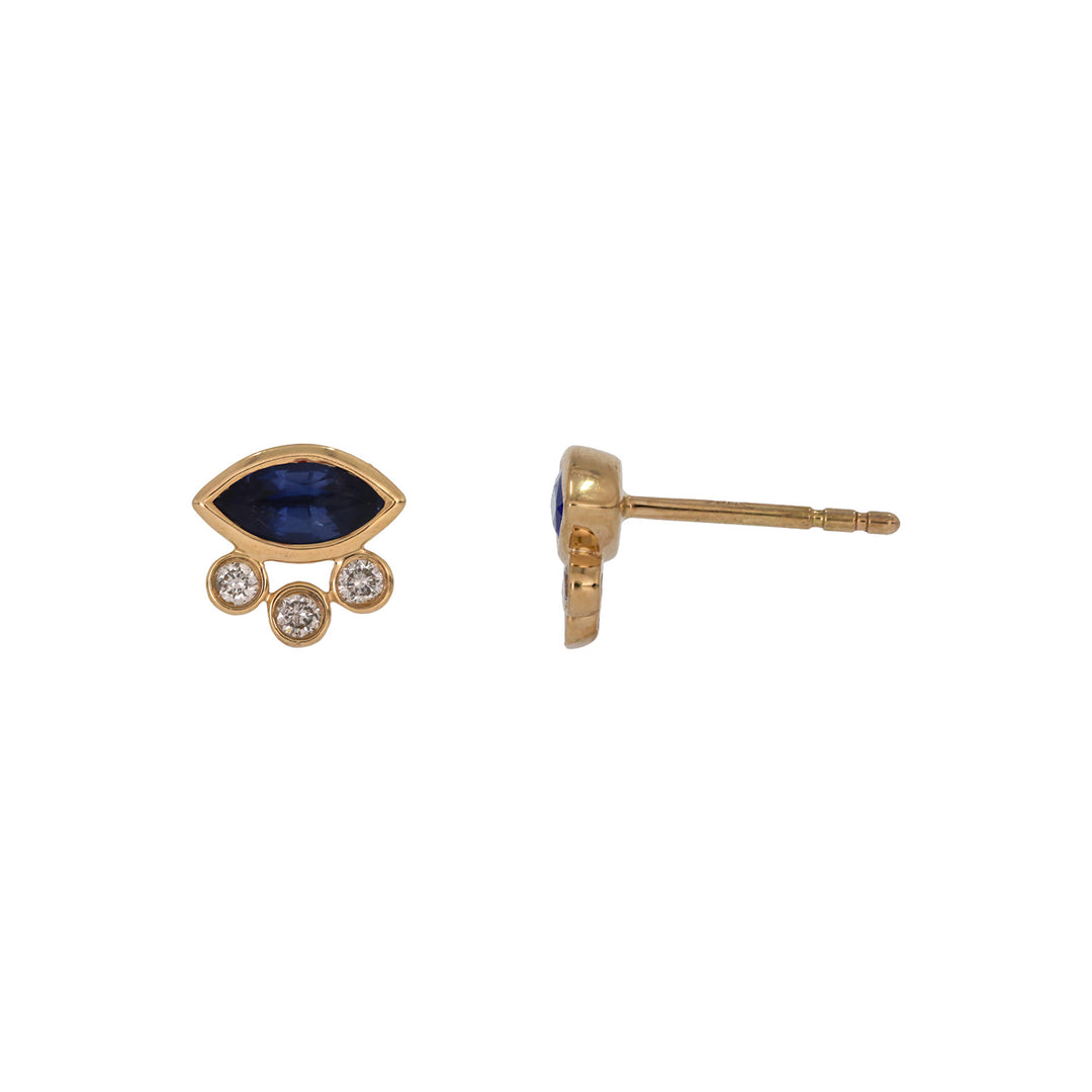 EFB52986. 14K Solid Gold Diamond and Gemstone Fancy Stud Earrings