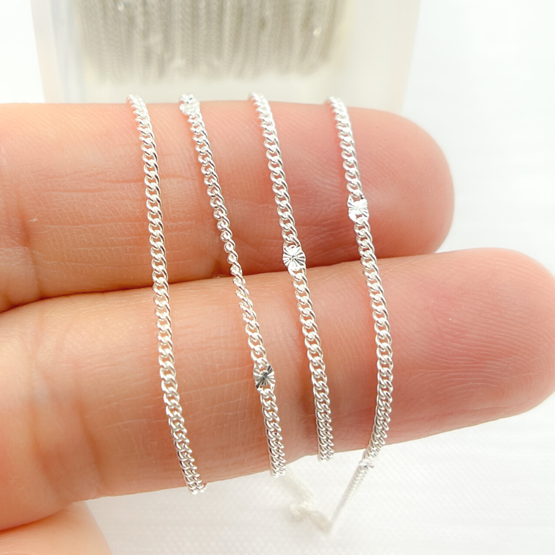 925 Sterling Silver Satellite Curb & Diamond Cut Marina Link Chain. 70S7SS