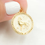 Load image into Gallery viewer, DP608A. Diamond Sterling Silver Round Leo Zodiac Enamel Pendant
