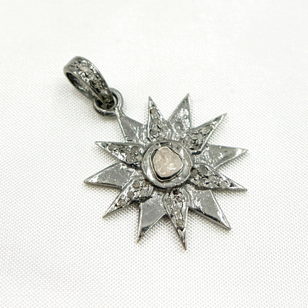 DP279. Diamond Silver Star Pendant with Polki Diamond