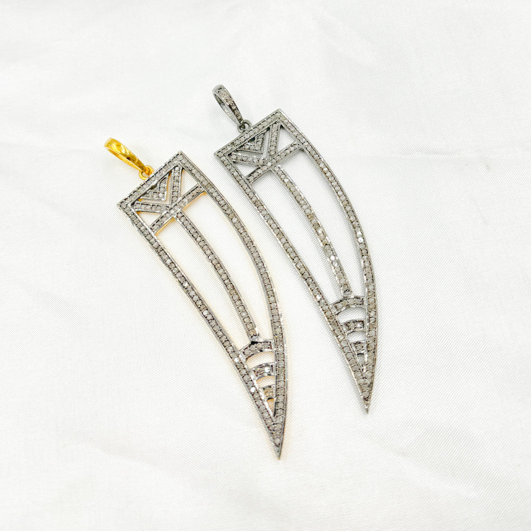 DP057. Diamond & Sterling Silver Horn Shape Pendant