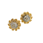 Load image into Gallery viewer, 14K Solid Gold and Diamonds Flower Earrings. EFB51035
