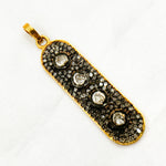 Load image into Gallery viewer, DP096. Diamond Sterling Silver Oval Pendant with Polki Diamonds
