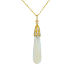 Load image into Gallery viewer, PFG32906PL. 14K Solid Gold Diamond and Mother of Pearl Dangle Drop Necklace
