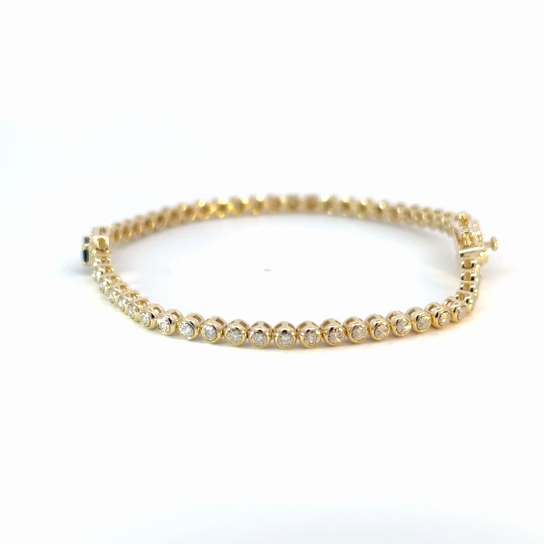 BR402520. 14K Gold Natural Blue Sapphire & Diamond Bracelet