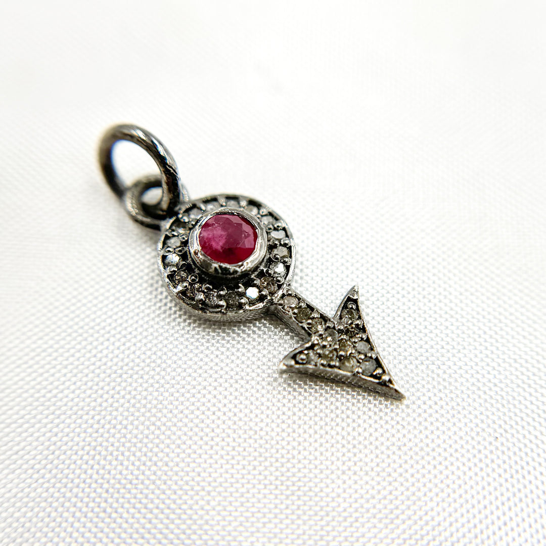 DC364. Diamond Silver Arrow Mini Charm with Gemstone