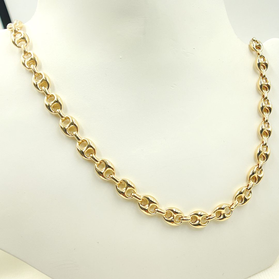 14K Solid Yellow Gold Marina Style Link Chain