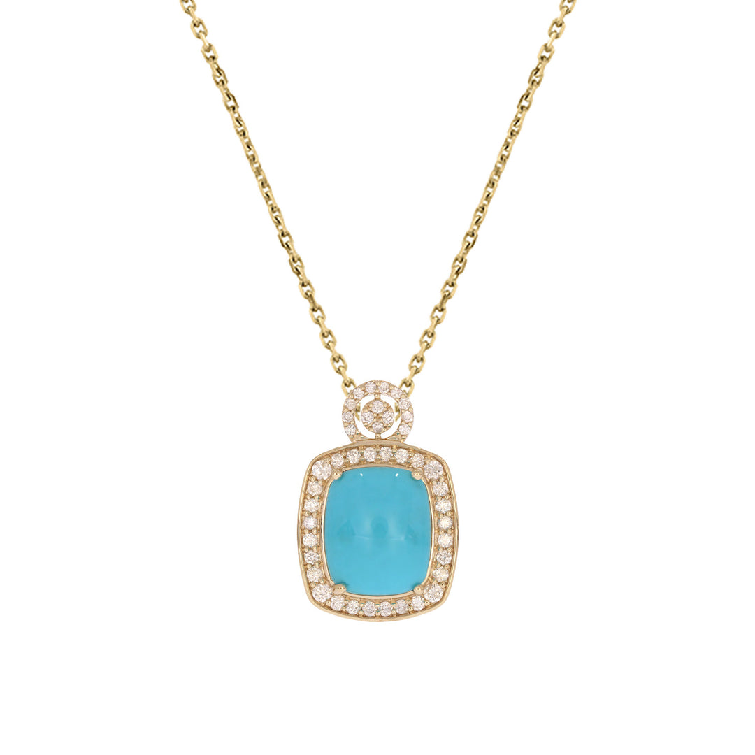 CP97443TQ12X10. 14K Solid Gold Diamond and Turquoise Pendant