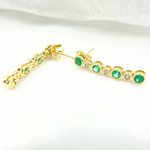 Load image into Gallery viewer, 14K Solid Gold Diamond &amp; Emerald Dangle Earrings. EFD52175EM
