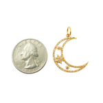 Load image into Gallery viewer, 14K Solid Gold with Diamonds Moon Shape Charm. GDP322
