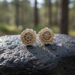 Load image into Gallery viewer, EFH52016. 14K Solid Gold and Diamonds Circle Earrings