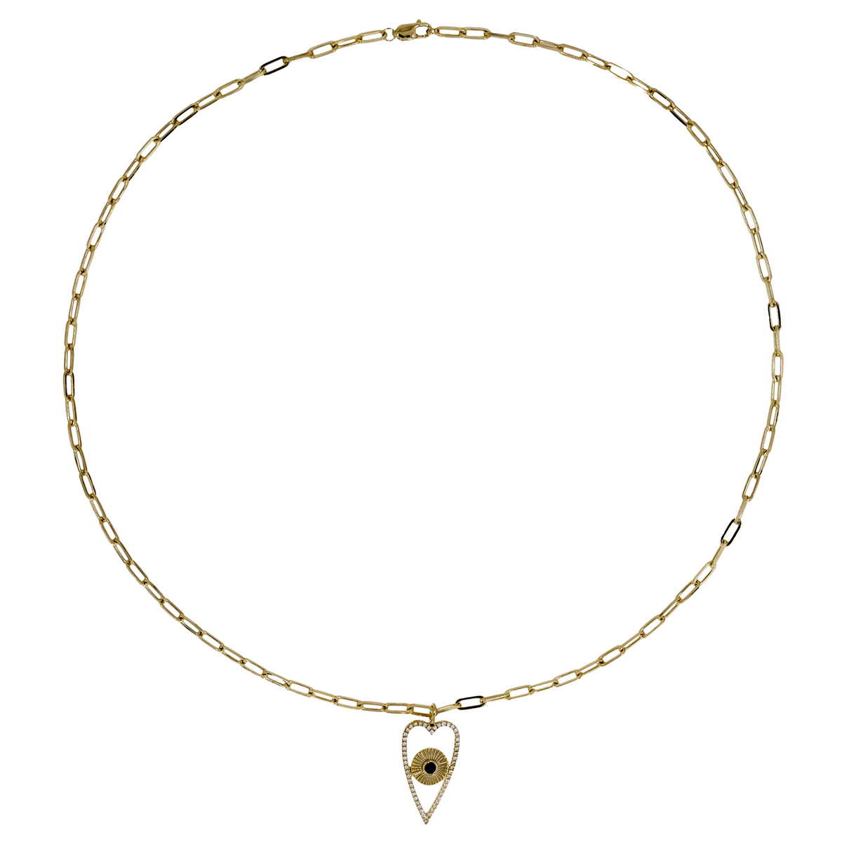 NFC72309BS. 14K Solid Gold Diamond and Blue Sapphire Heart Necklace