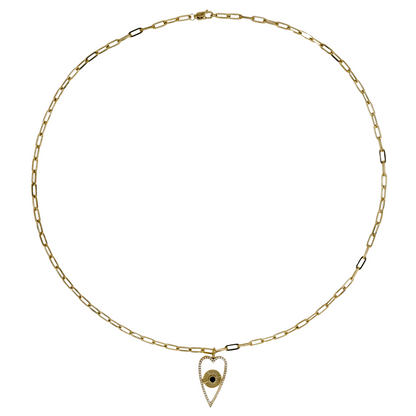 NFC72309BS. 14K Solid Gold Diamond and Blue Sapphire Heart Necklace