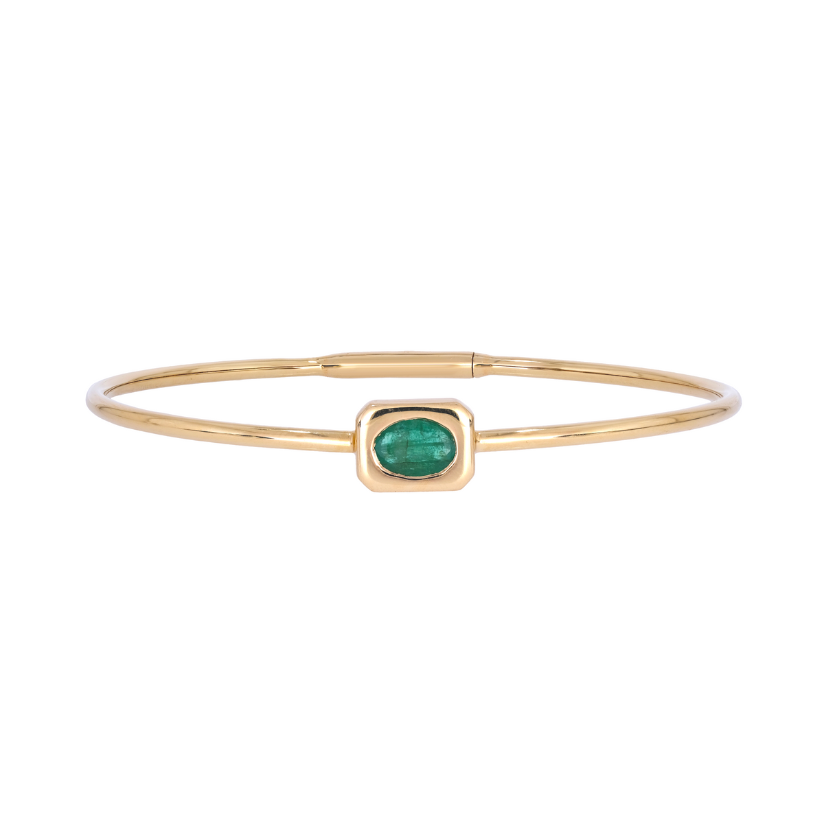CB96731EM7X5. 14K Solid Gold Emerald Bangle