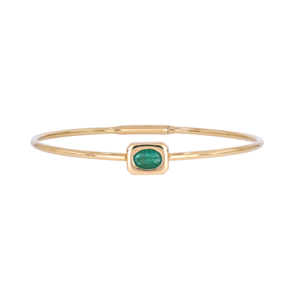 CB96731EM7X5. 14K Solid Gold Emerald Bangle
