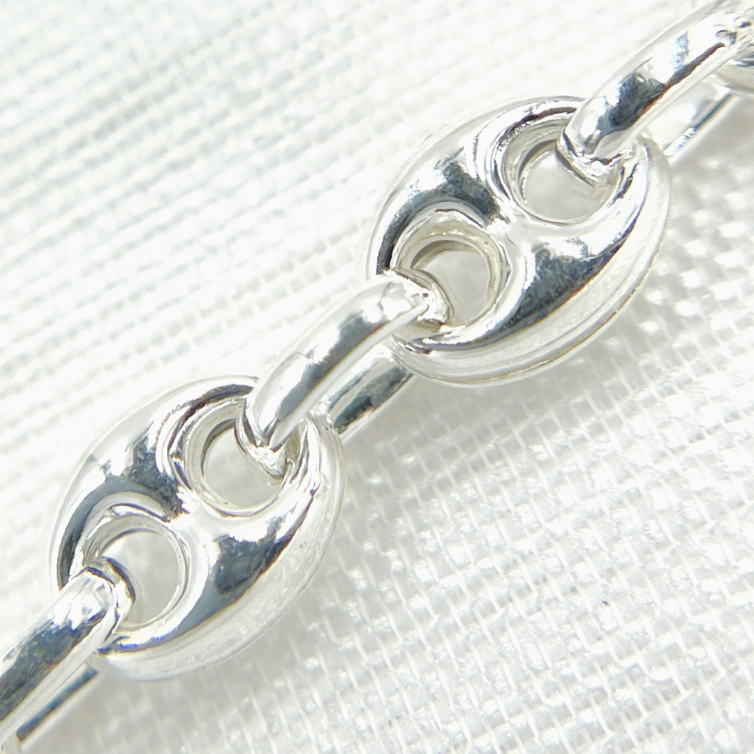 V24SS. Sterling Silver Puff Marina Link Chain